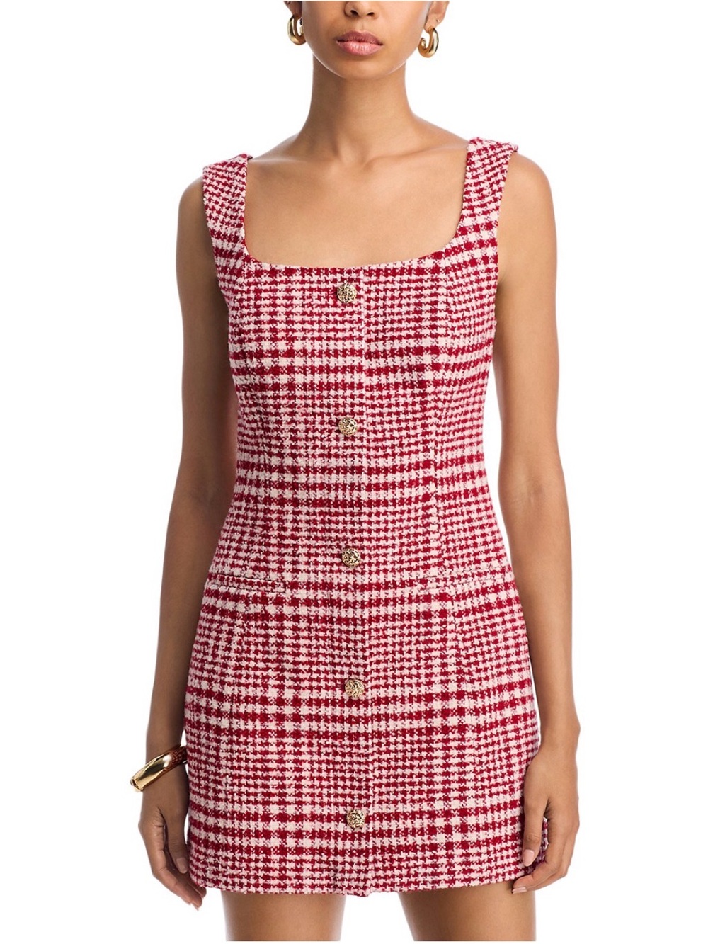 French Connection Red & White Button Front Mini Dress
